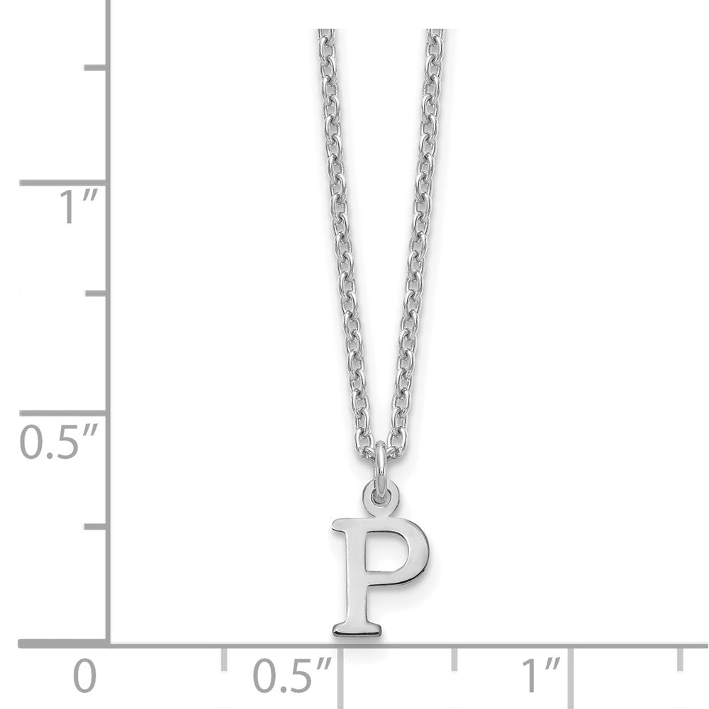 Sterling Silver Rhodium-plated Cutout Letter P Initial Necklace