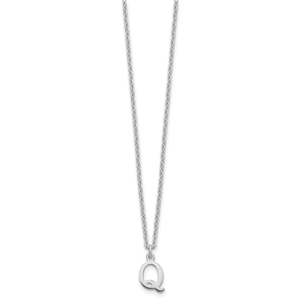Sterling Silver Rhodium-plated Cutout Letter Q Initial Necklace