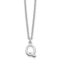 Sterling Silver Rhodium-plated Cutout Letter Q Initial Necklace
