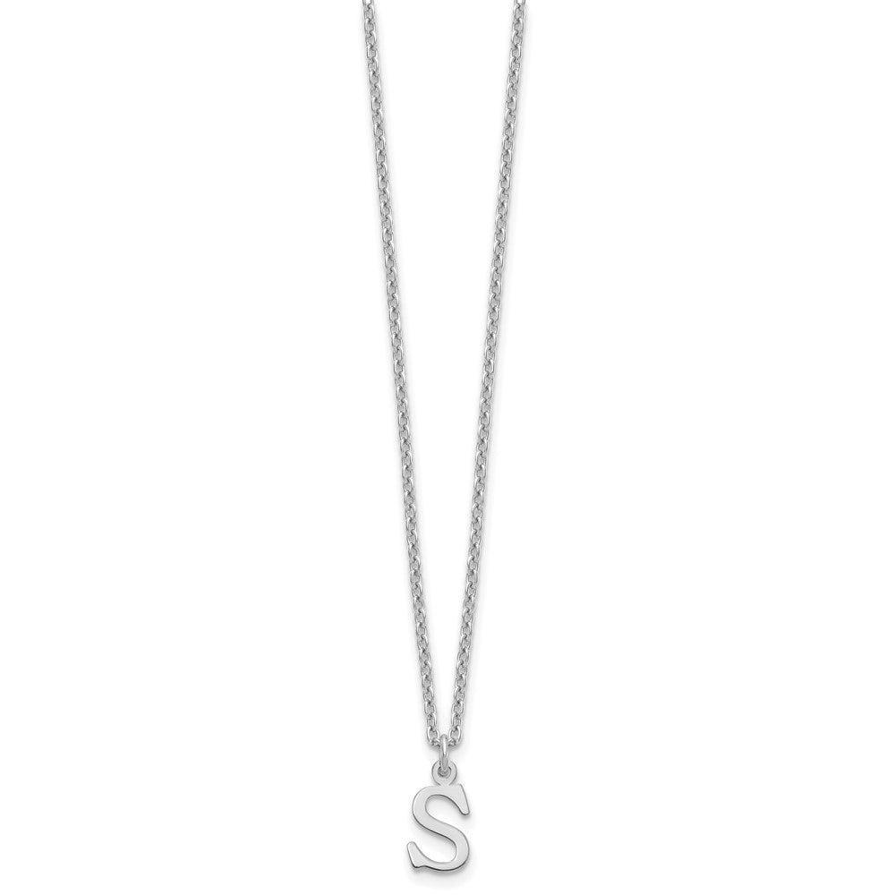 Sterling Silver Rhodium-plated Cutout Letter S Initial Necklace