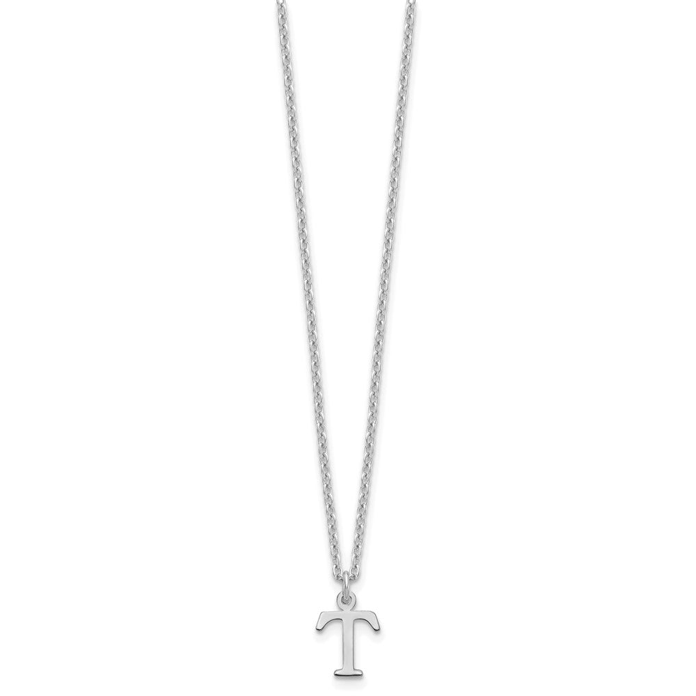 Sterling Silver Rhodium-plated Cutout Letter T Initial Necklace
