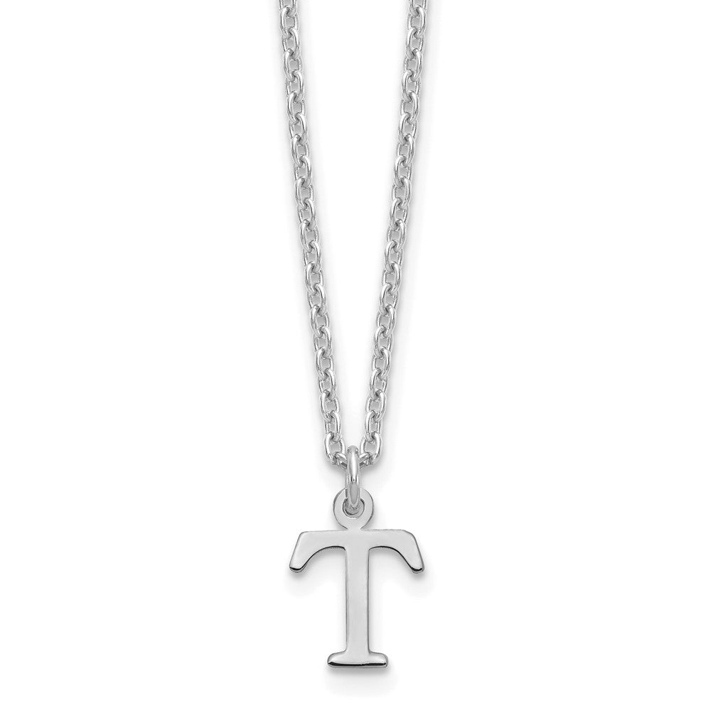 Sterling Silver Rhodium-plated Cutout Letter T Initial Necklace