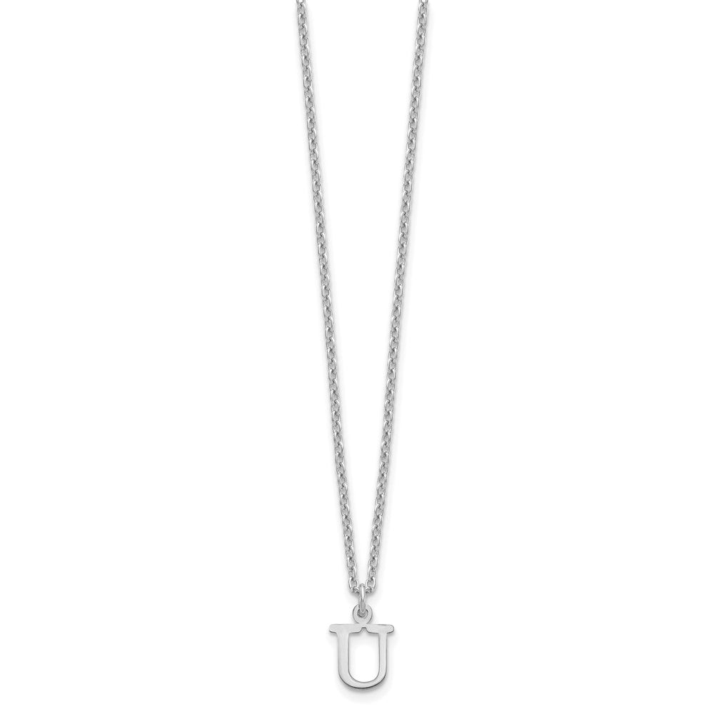 Sterling Silver Rhodium-plated Cutout Letter U Initial Necklace