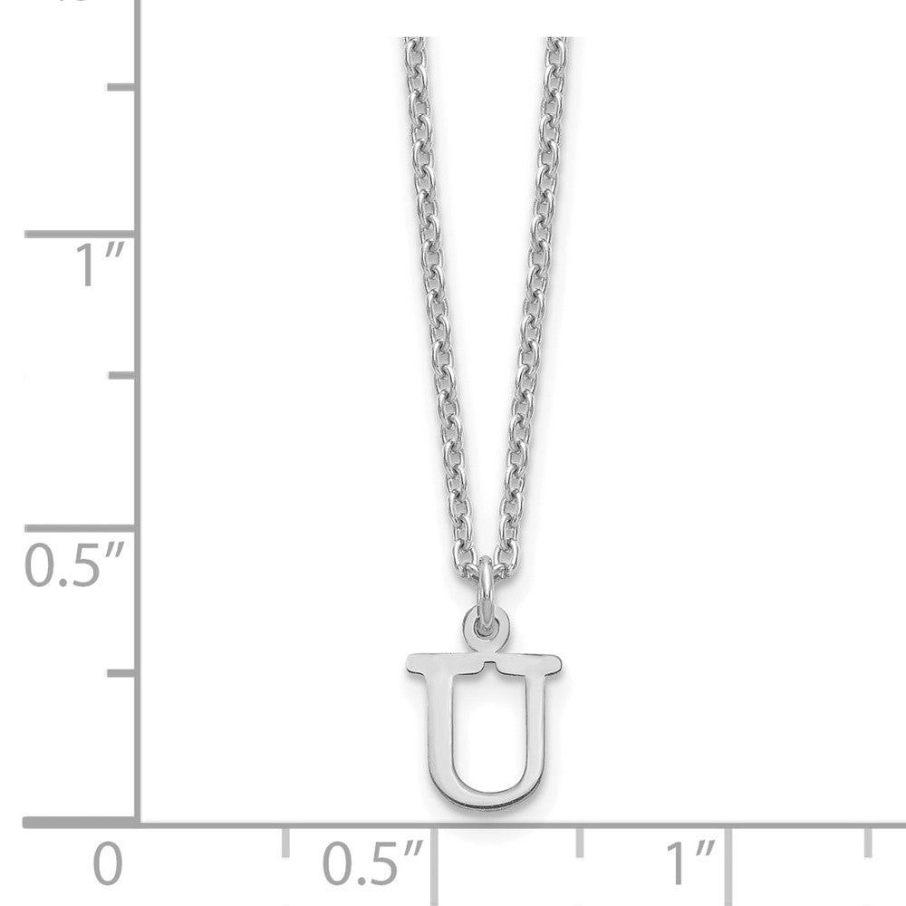 Sterling Silver Rhodium-plated Cutout Letter U Initial Necklace