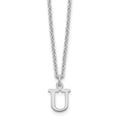 Sterling Silver Rhodium-plated Cutout Letter U Initial Necklace