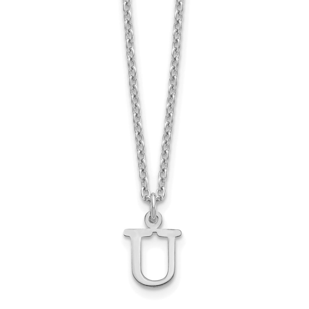 Sterling Silver Rhodium-plated Cutout Letter U Initial Necklace