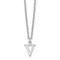 Sterling Silver Rhodium-plated Cutout Letter V Initial Necklace