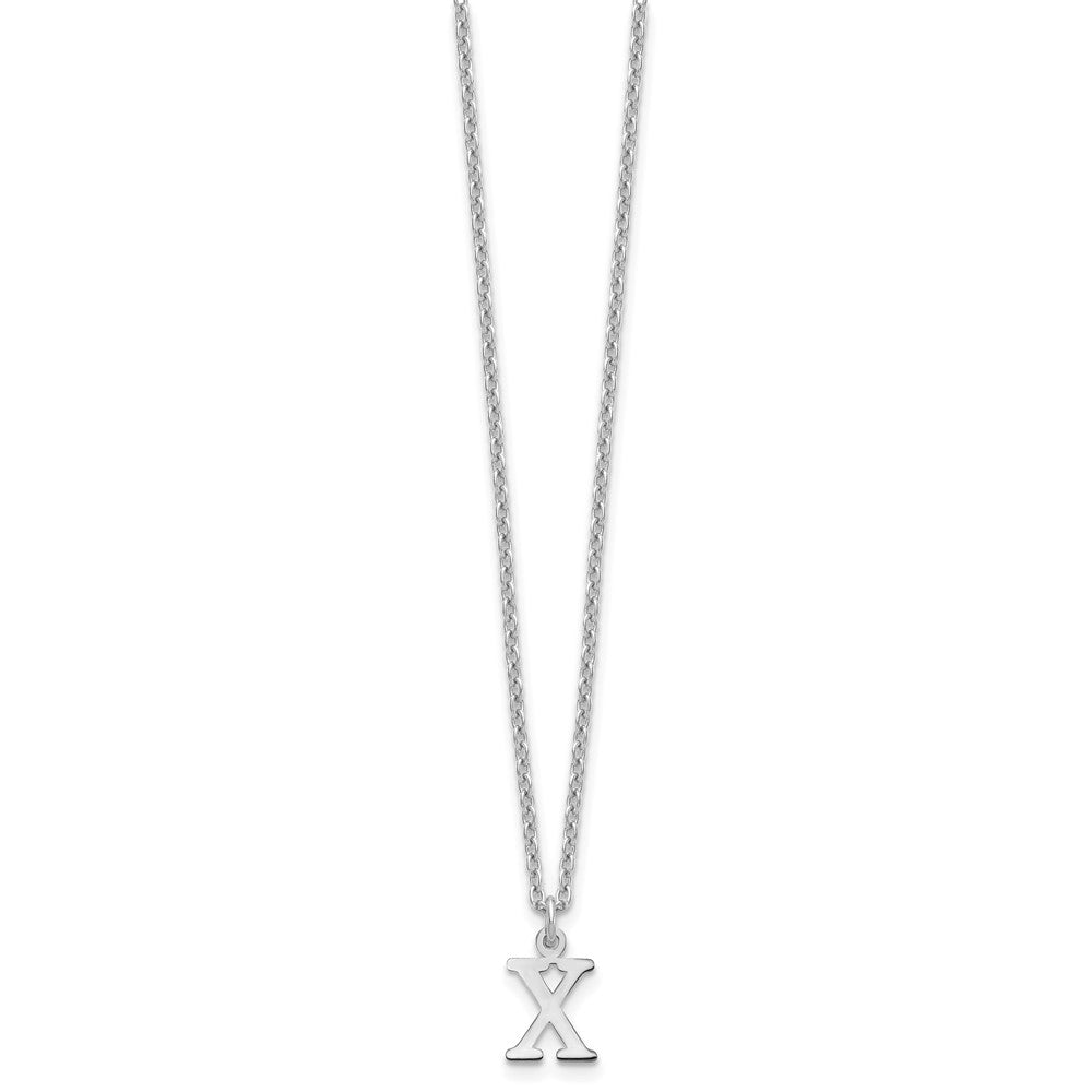 Sterling Silver Rhodium-plated Cutout Letter X Initial Necklace