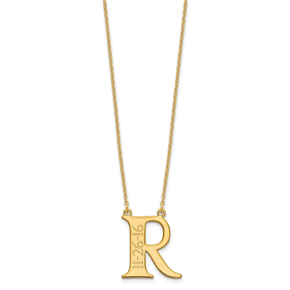 Sterling Silver/Gold-plated Initial and Date Necklace