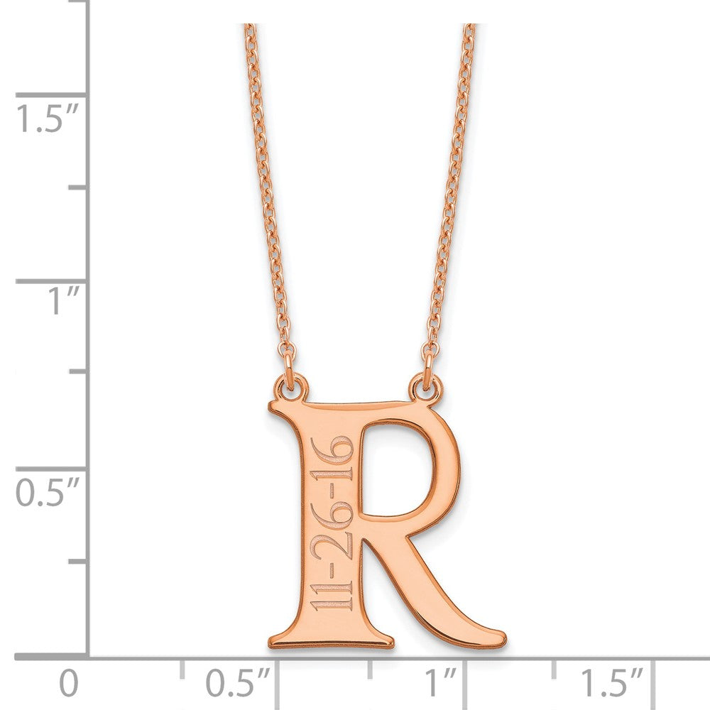Sterling Silver/Rose-plated Initial and Date Necklace