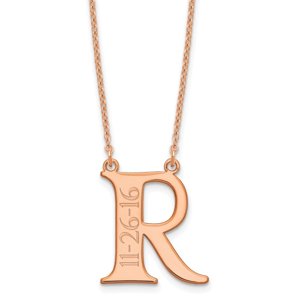 Sterling Silver/Rose-plated Initial and Date Necklace