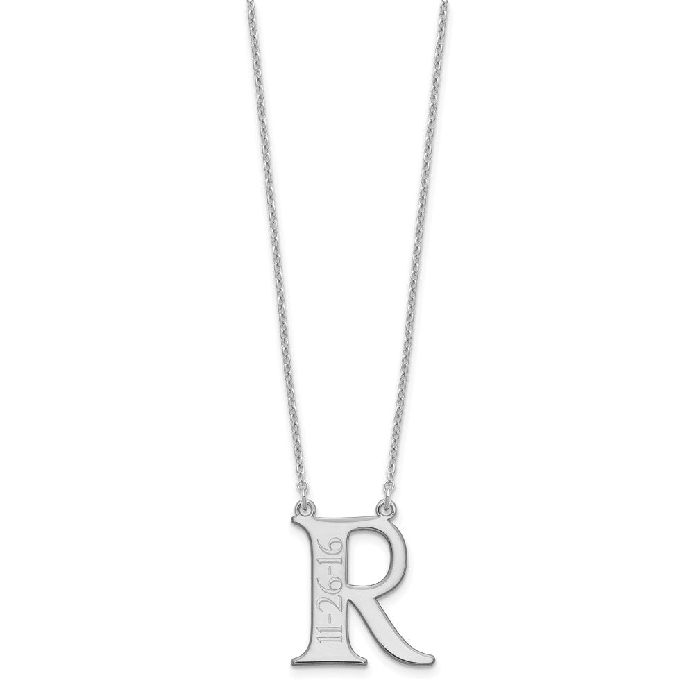 Sterling Silver/Rhodium-plated Initial and Date Necklace