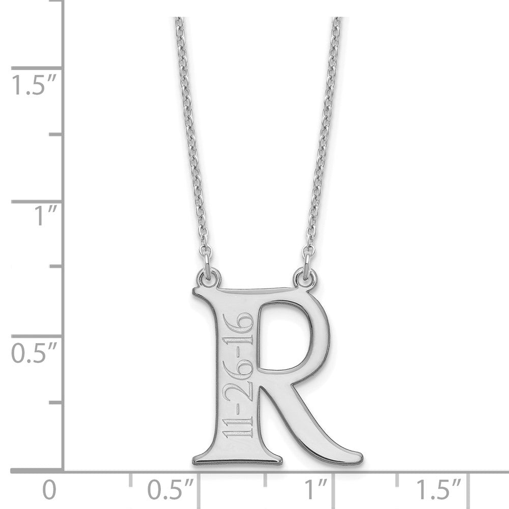Sterling Silver/Rhodium-plated Initial and Date Necklace
