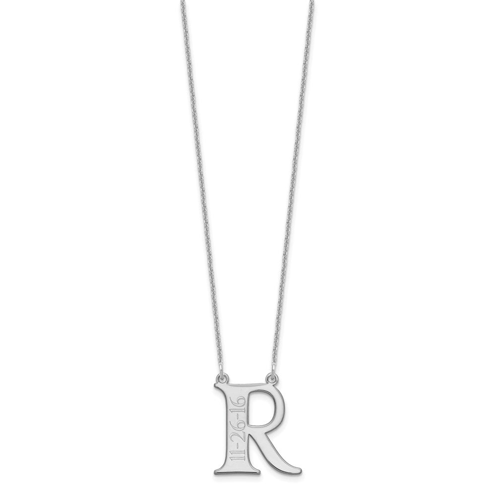 10k White Gold Initial and Date Necklace