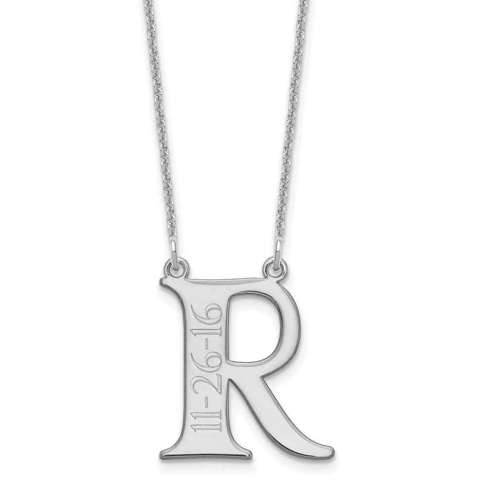 10k White Gold Initial and Date Necklace