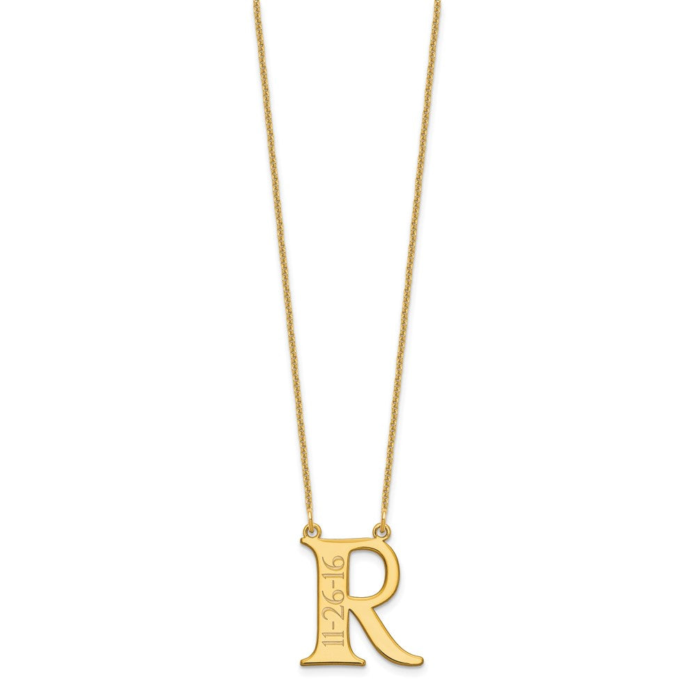 14k Yellow Gold Initial and Date Necklace