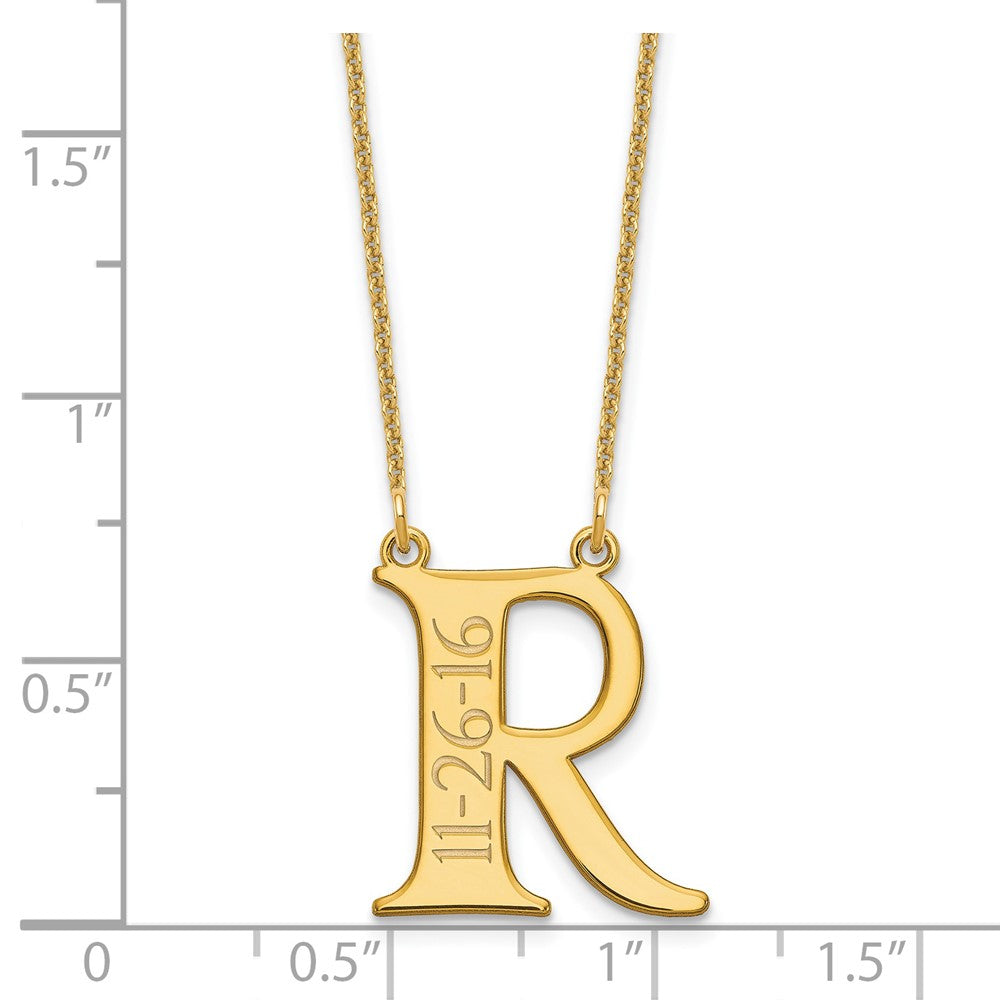 14k Yellow Gold Initial and Date Necklace