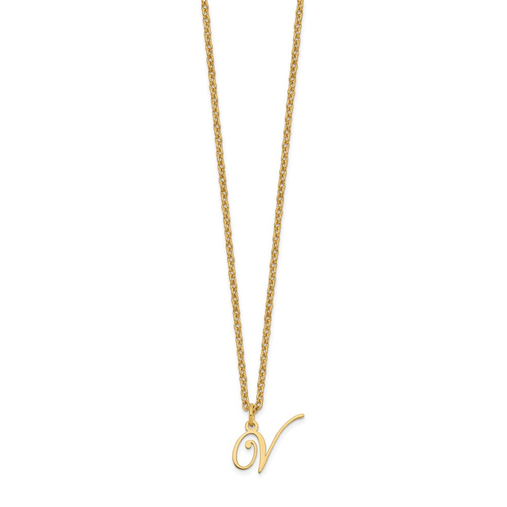 Sterling Silver Gold-plated Letter V Initial Necklace