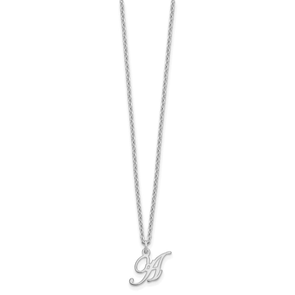 Sterling Silver Rhodium-plated Letter A Initial Necklace