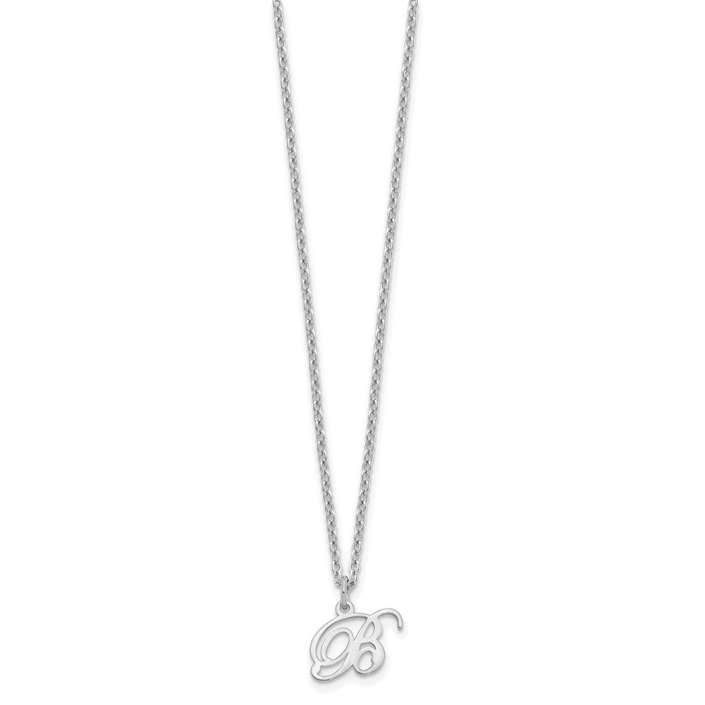 Sterling Silver Rhodium-plated Letter B Initial Necklace