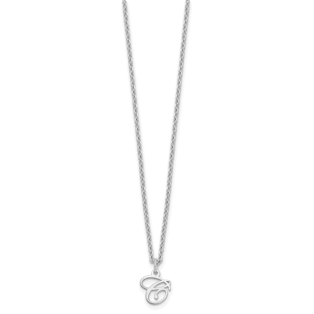 Sterling Silver Rhodium-plated Letter C Initial Necklace