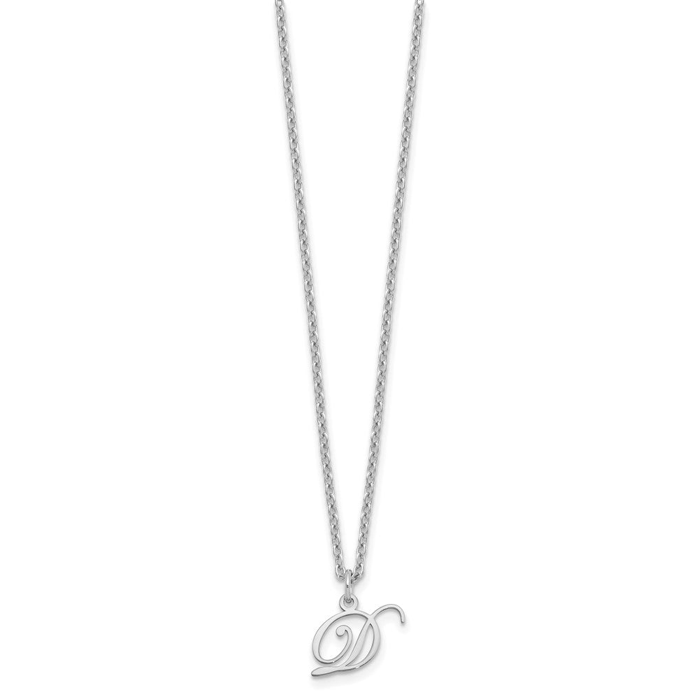 Sterling Silver Rhodium-plated Letter D Initial Necklace