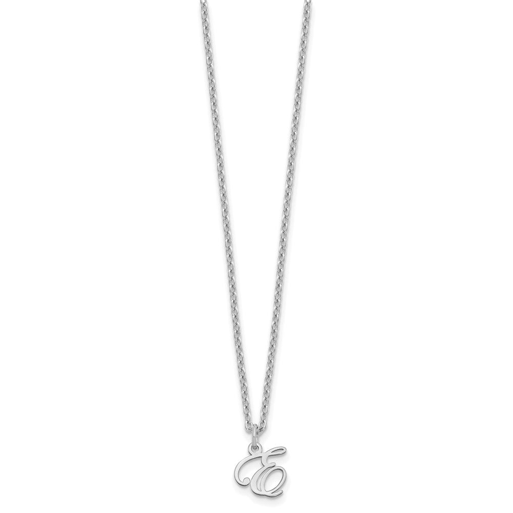 Sterling Silver Rhodium-plated Letter E Initial Necklace