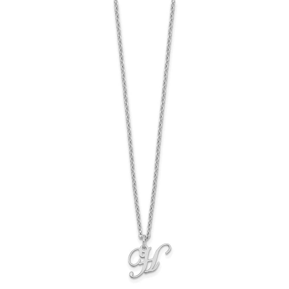 Sterling Silver Rhodium-plated Letter H Initial Necklace