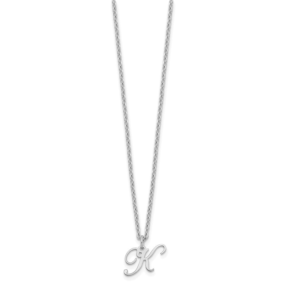 Sterling Silver Rhodium-plated Letter K Initial Necklace