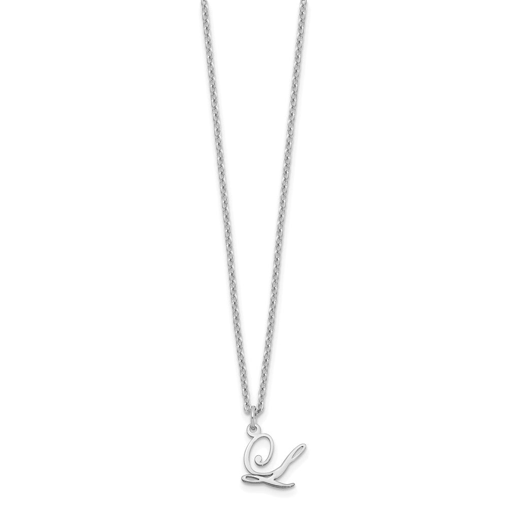Sterling Silver Rhodium-plated Letter L Initial Necklace
