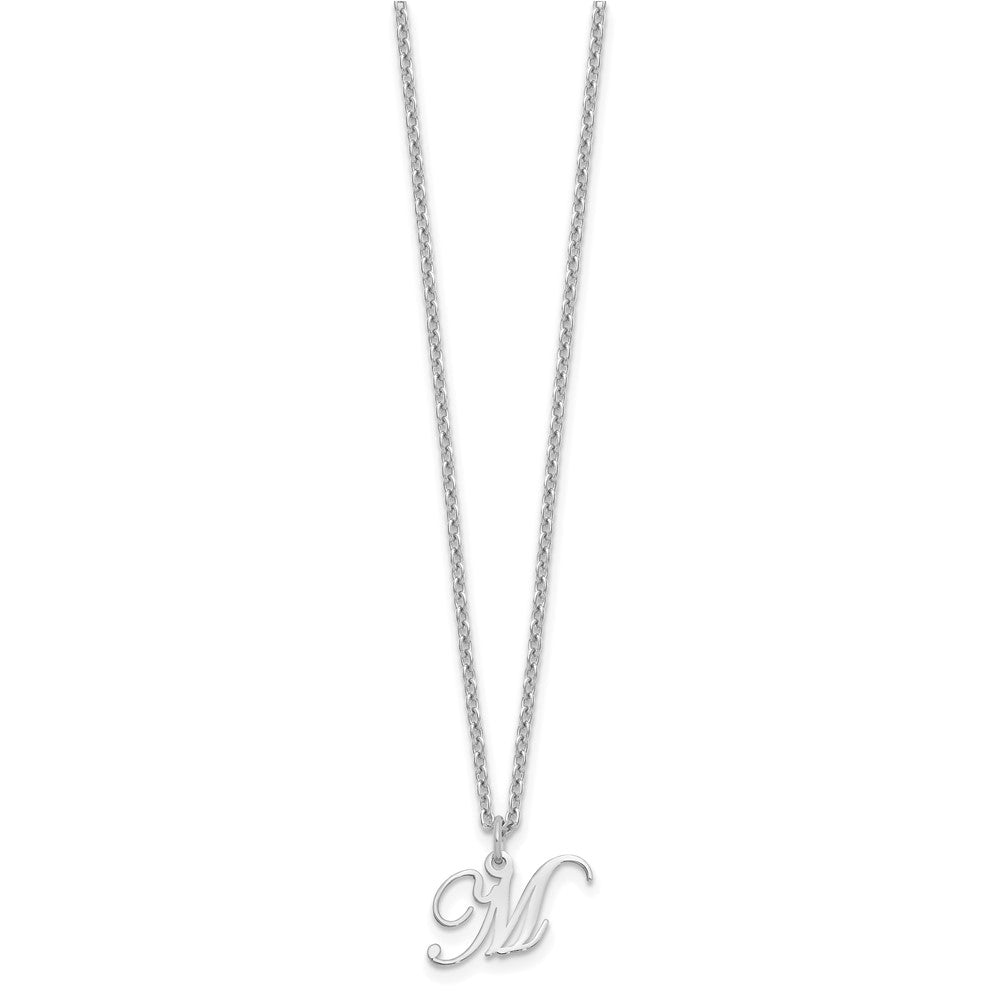 Sterling Silver Rhodium-plated Letter M Initial Necklace