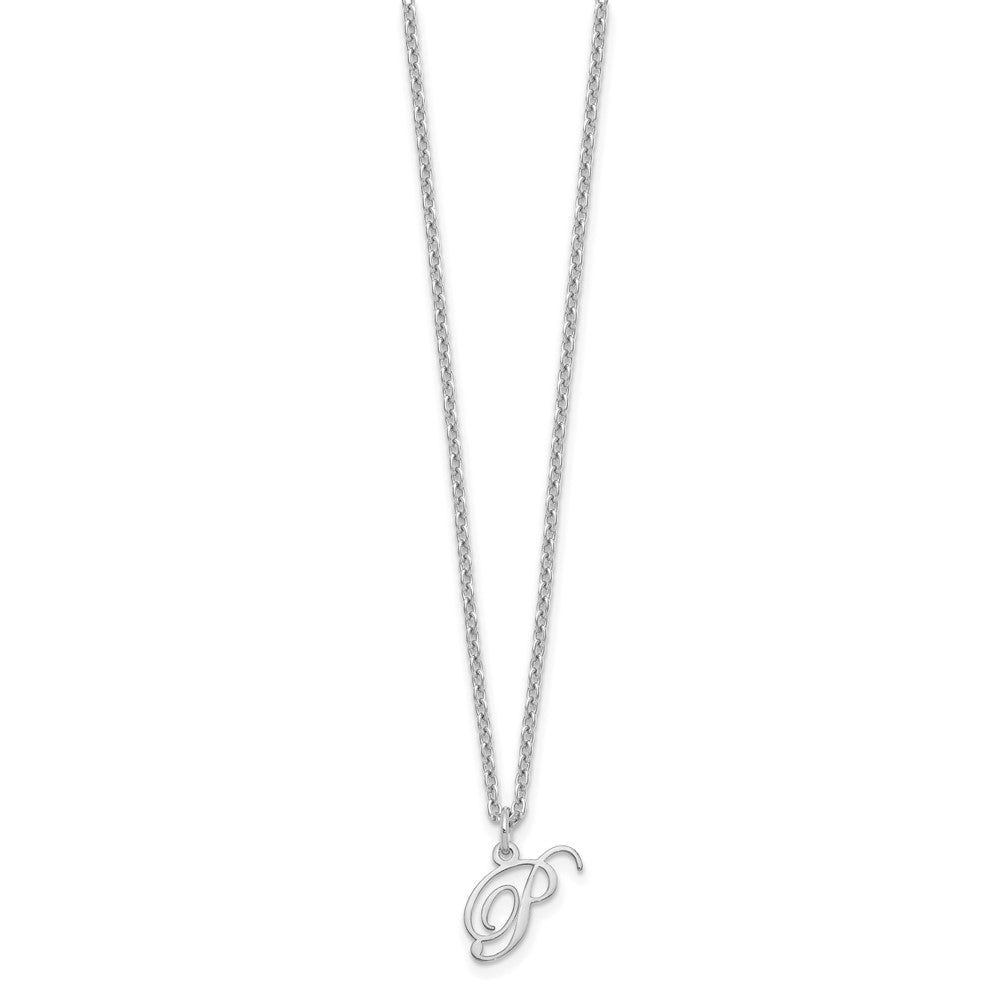 Sterling Silver Rhodium-plated Letter P Initial Necklace
