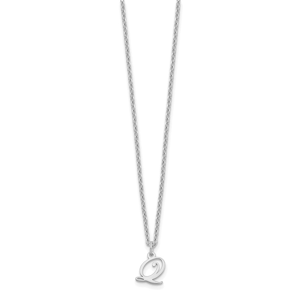 Sterling Silver Rhodium-plated Letter Q Initial Necklace
