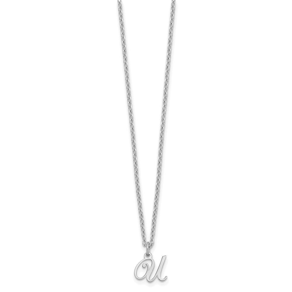 Sterling Silver Rhodium-plated Letter U Initial Necklace