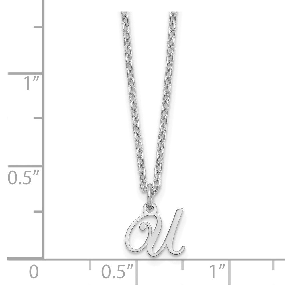 Sterling Silver Rhodium-plated Letter U Initial Necklace