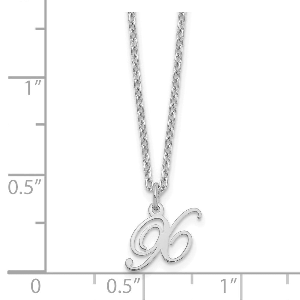 Sterling Silver Rhodium-plated Letter X Initial Necklace