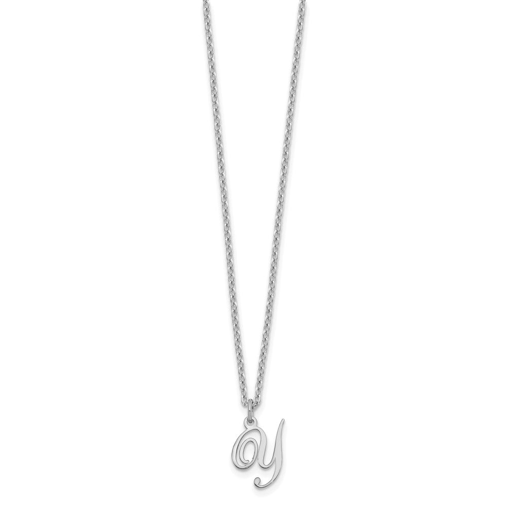 Sterling Silver Rhodium-plated Letter Y Initial Necklace