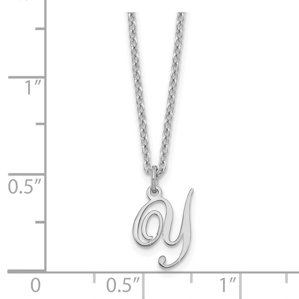 Sterling Silver Rhodium-plated Letter Y Initial Necklace