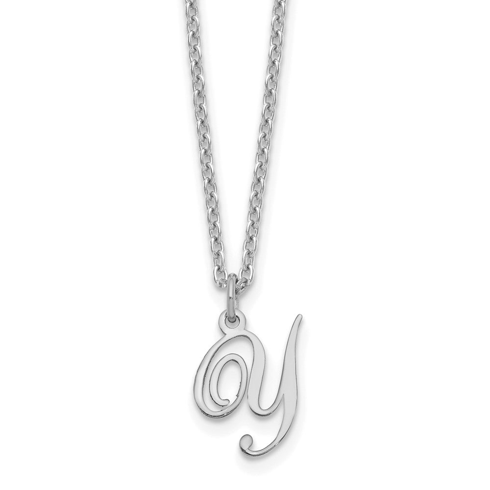 Sterling Silver Rhodium-plated Letter Y Initial Necklace