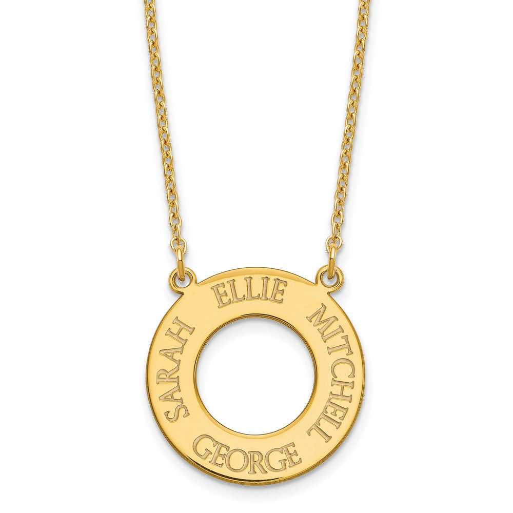 Sterling Silver/Gold-plated Circle with 4 Name Necklace
