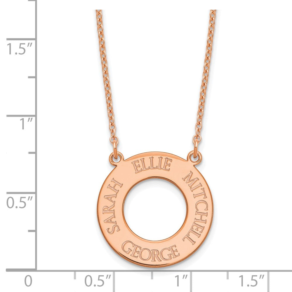 Sterling Silver/Rose-plated Circle with 4 Name Necklace