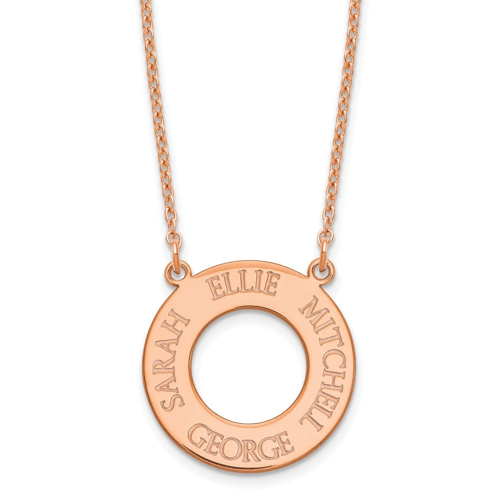 Sterling Silver/Rose-plated Circle with 4 Name Necklace