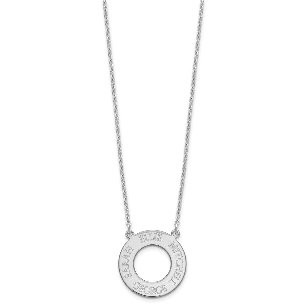 Sterling Silver/Rhodium-plated Circle with 4 Name Necklace