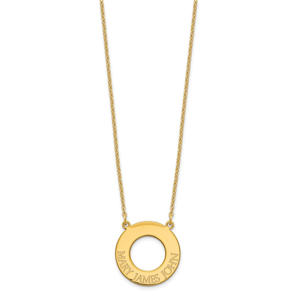 Sterling Silver/Gold-plated Circle with 3 Name Necklace