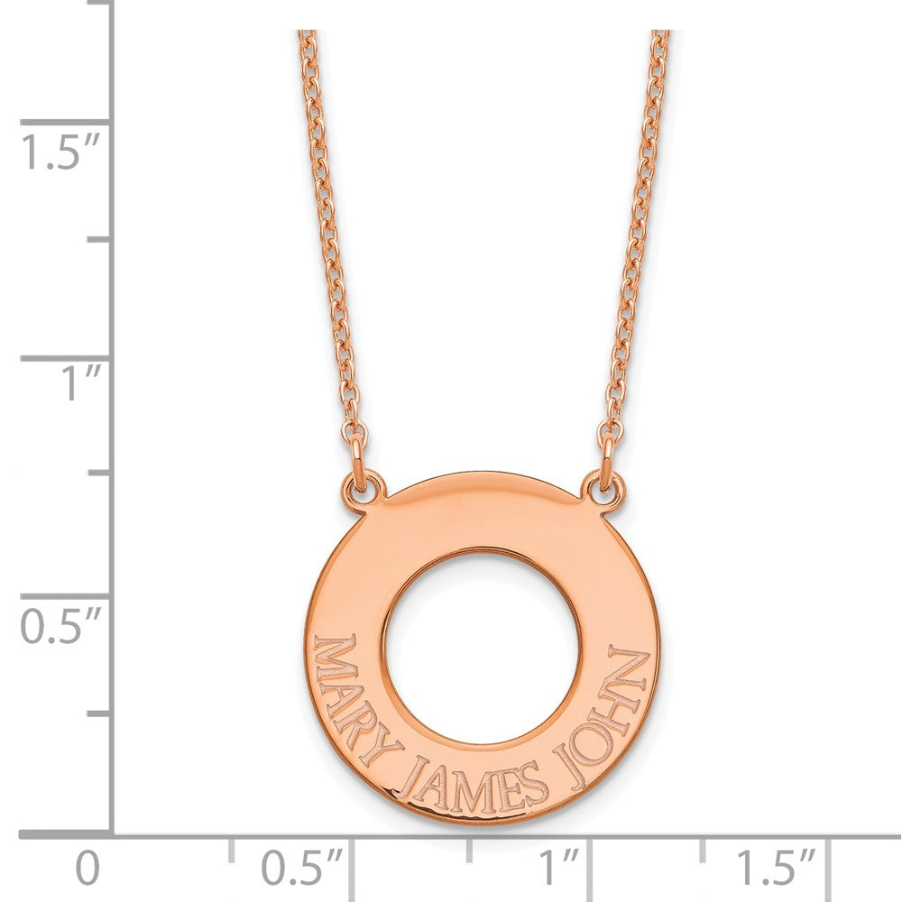 Sterling Silver/Rose-plated Circle with 3 Name Necklace