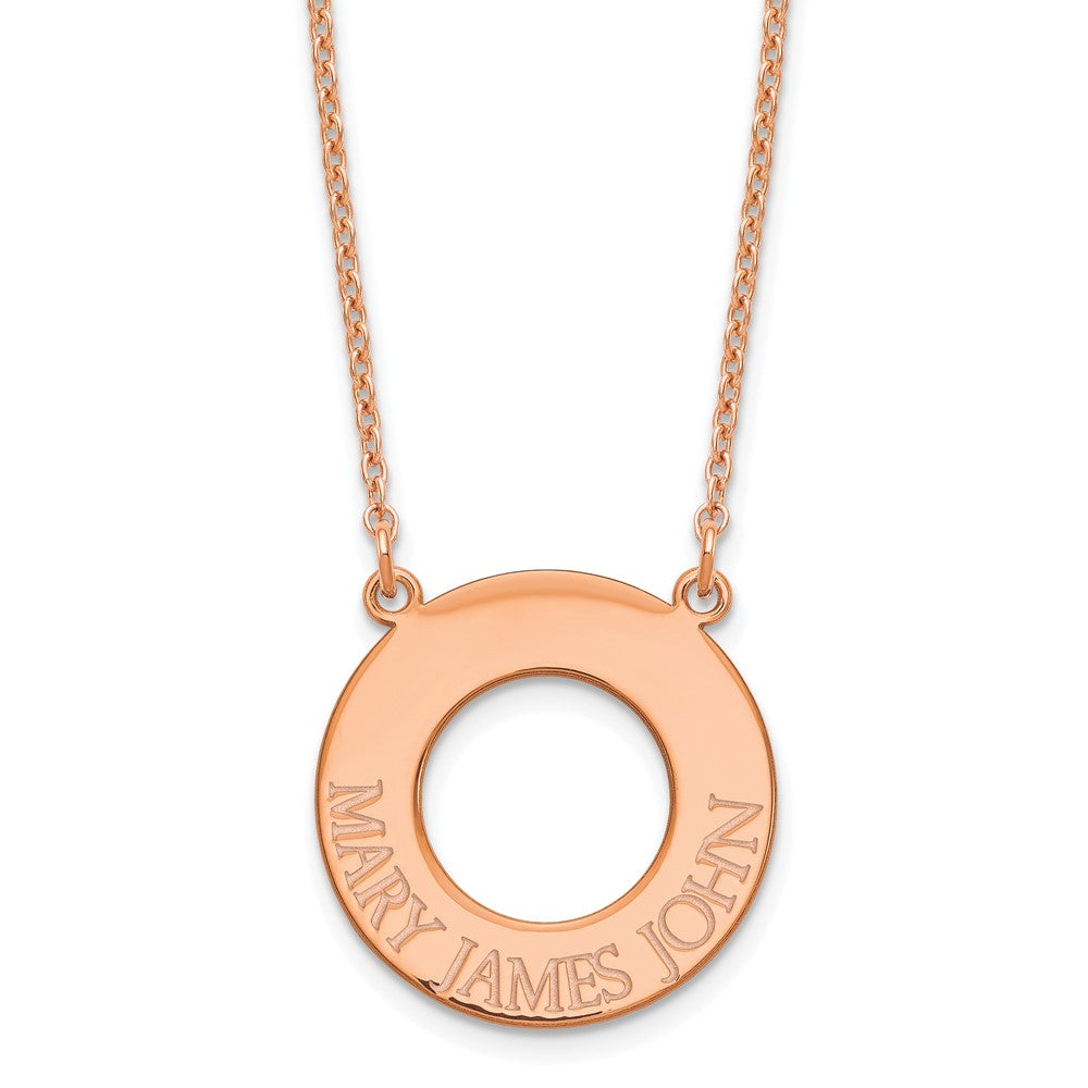 Sterling Silver/Rose-plated Circle with 3 Name Necklace