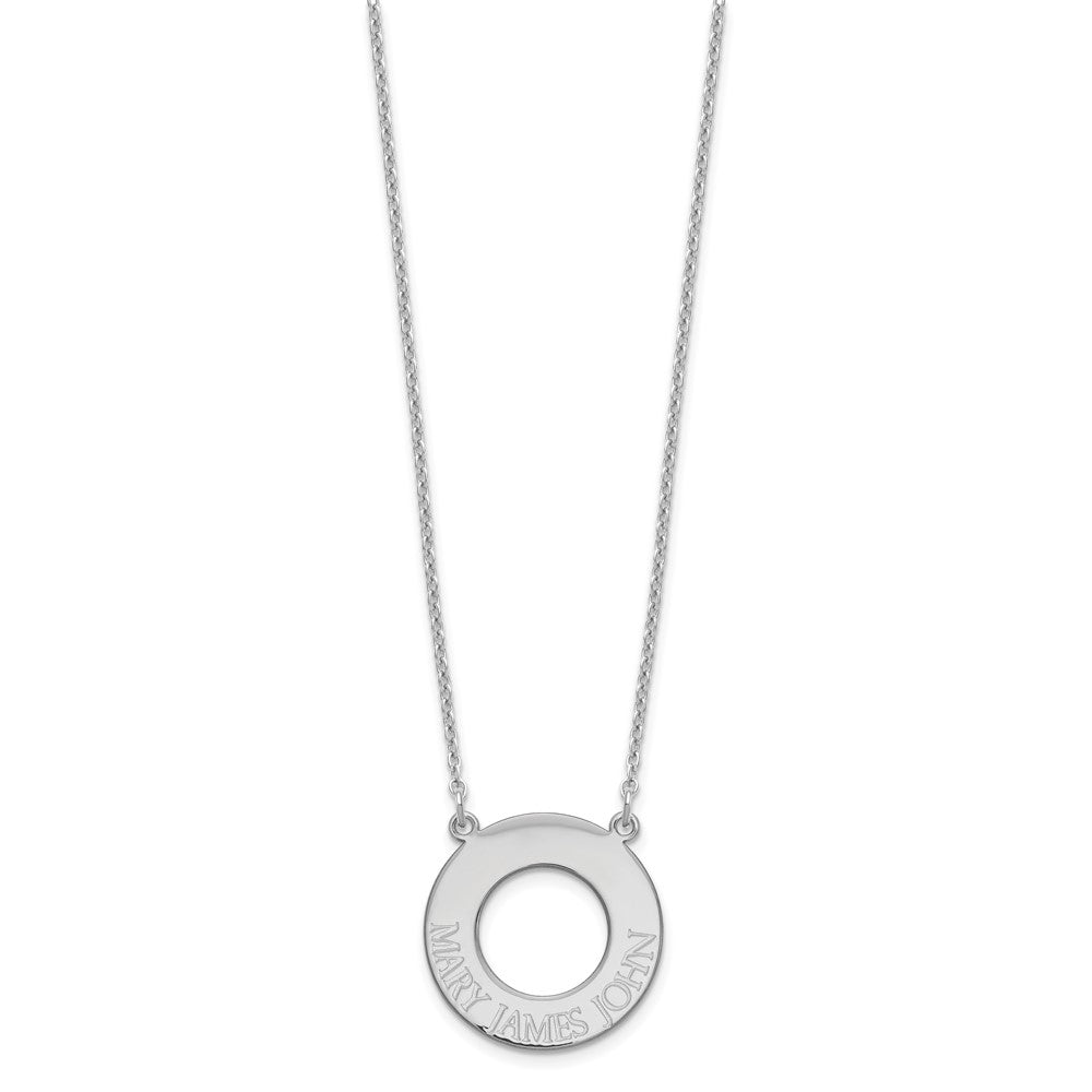 Sterling Silver/Rhodium-plated Circle with 3 Name Necklace