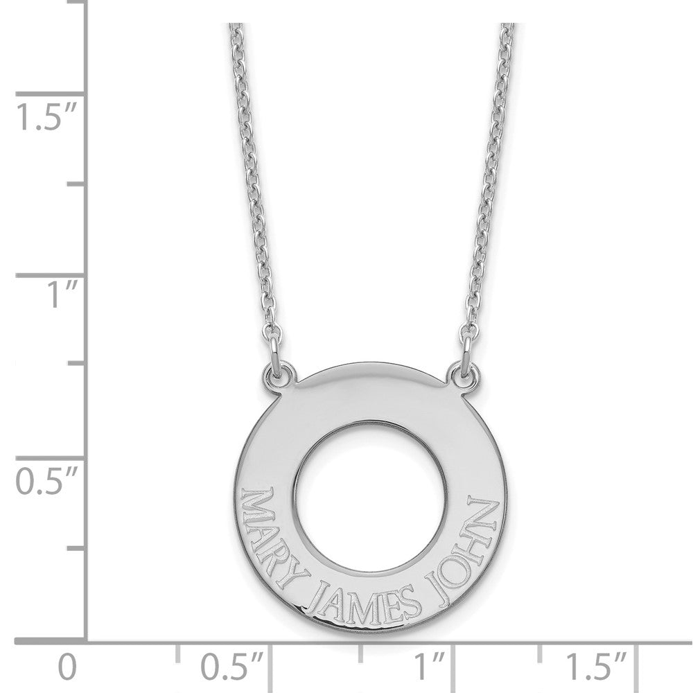 Sterling Silver/Rhodium-plated Circle with 3 Name Necklace
