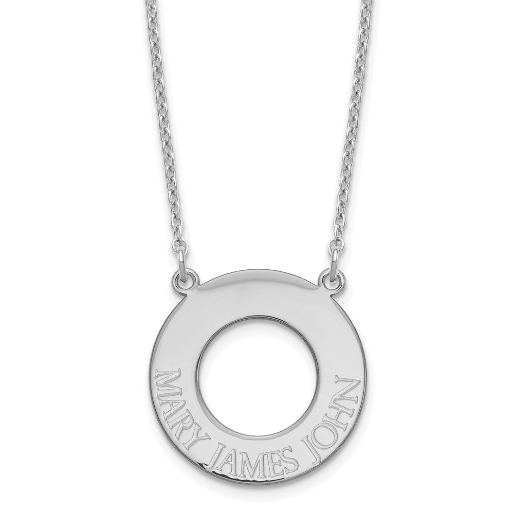 Sterling Silver/Rhodium-plated Circle with 3 Name Necklace