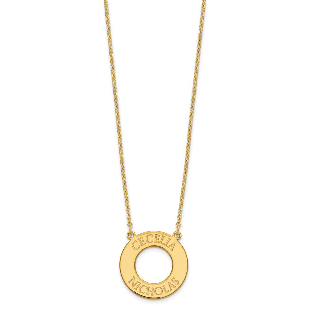 Sterling Silver/Gold-plated Circle with 2 Name Necklace